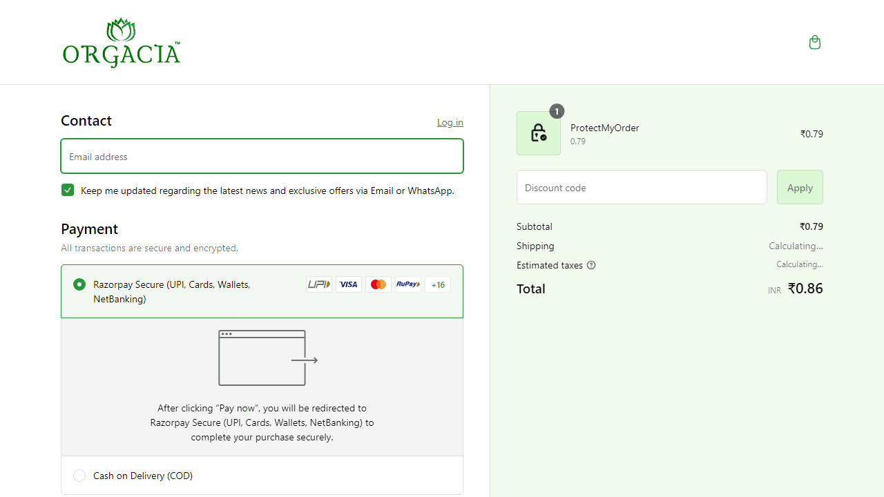 How to apply Orgacia coupon code